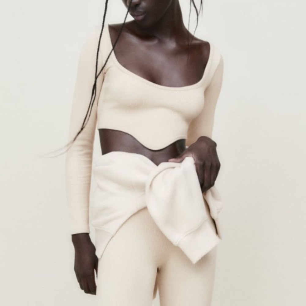 Zara Light Beige Textured Top